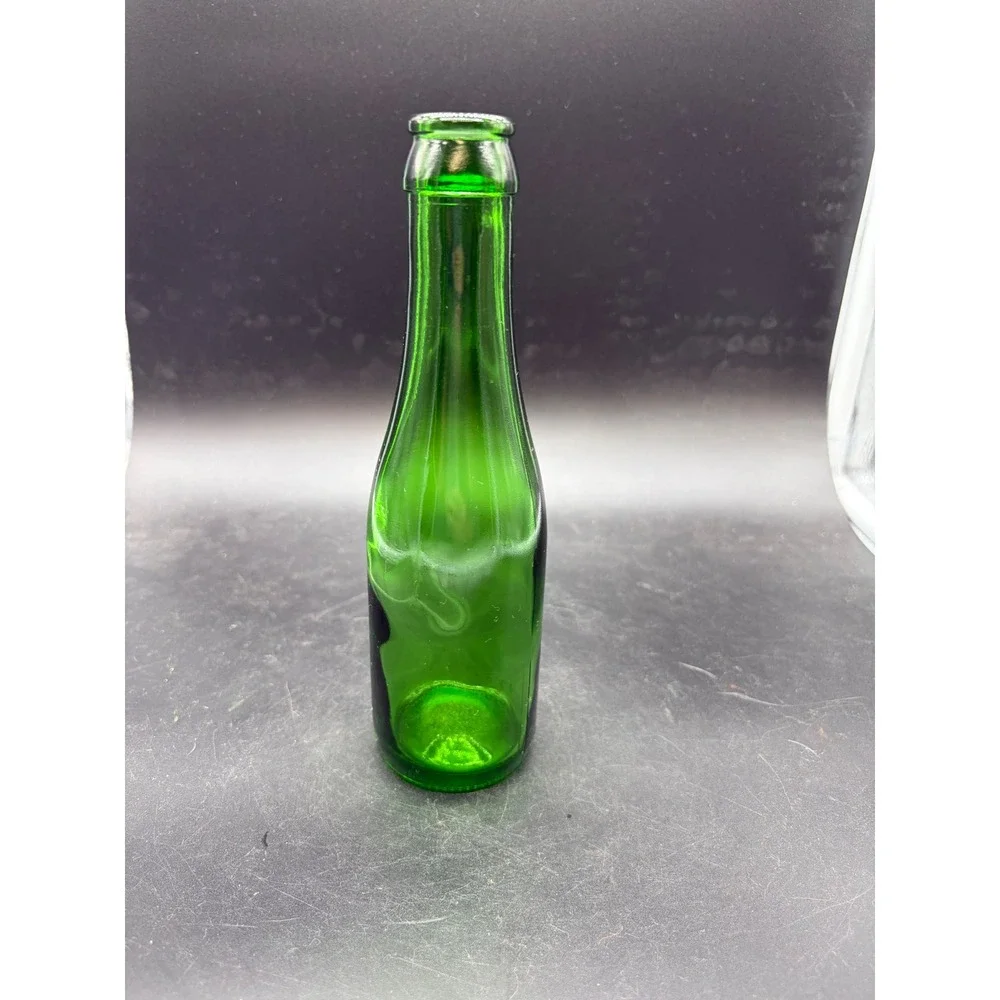 Vintage Emerald Green‎ Glass Bottle 18 ML Crown Top Collectible Decorative Vase